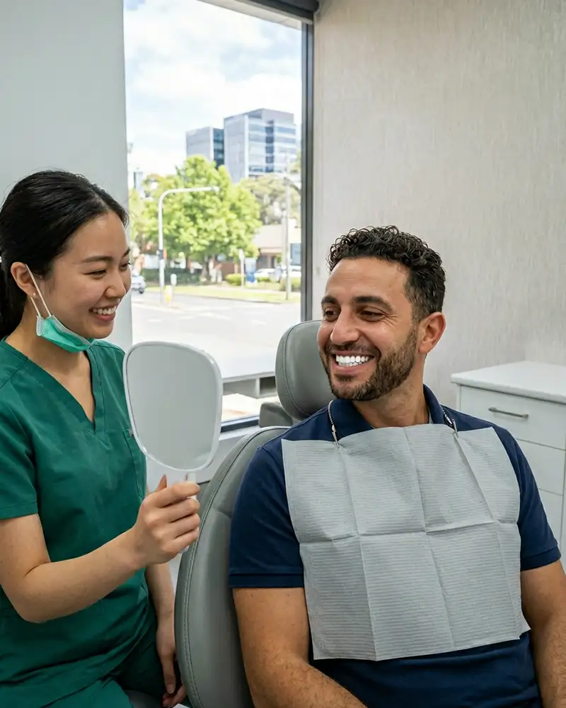 Dental patient with white teeth